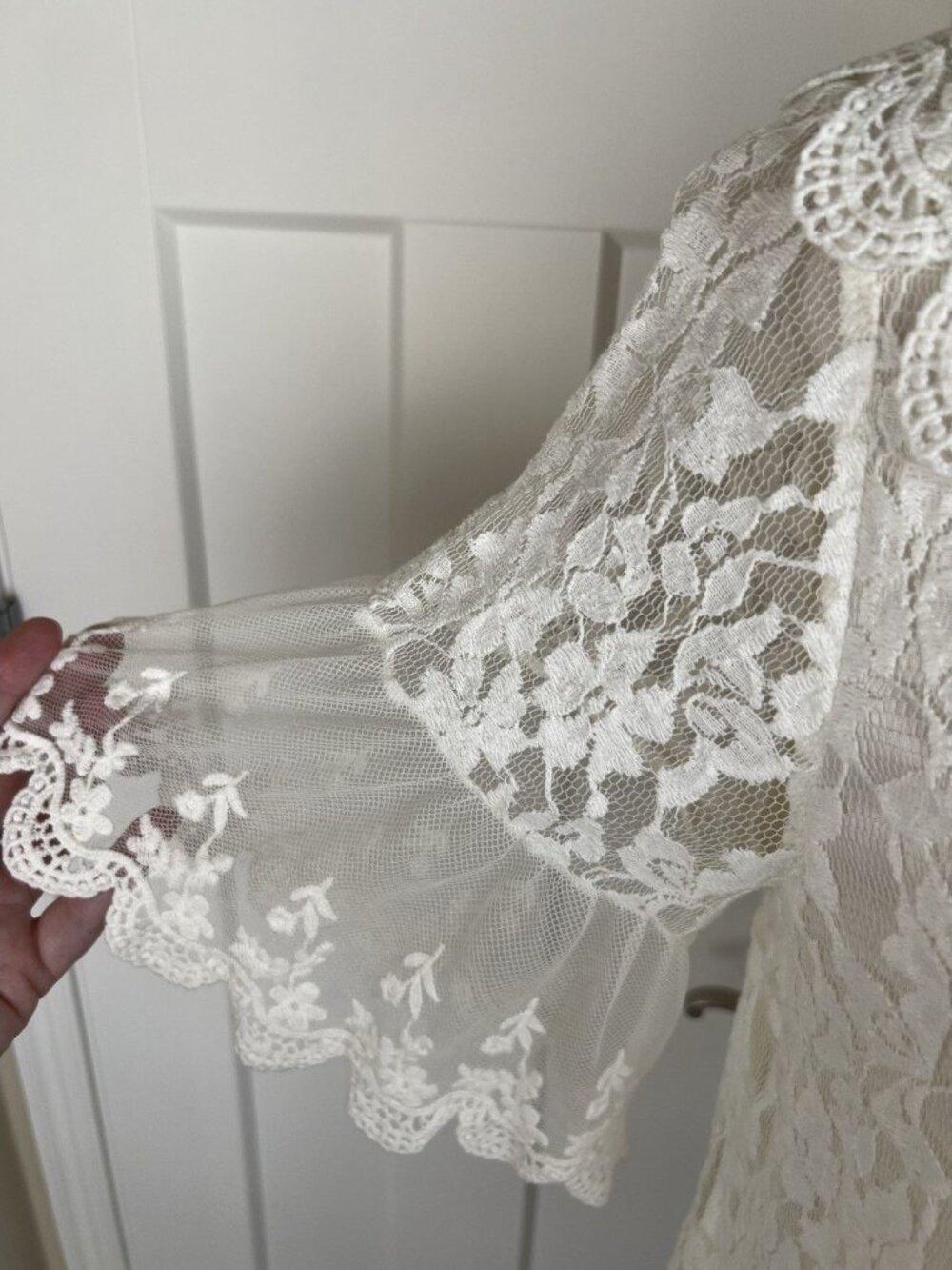 Boho Lace Top White Large Sheer Embroidered Floral Mesh Tunic Romantic Blouse - Picture 2 of 10